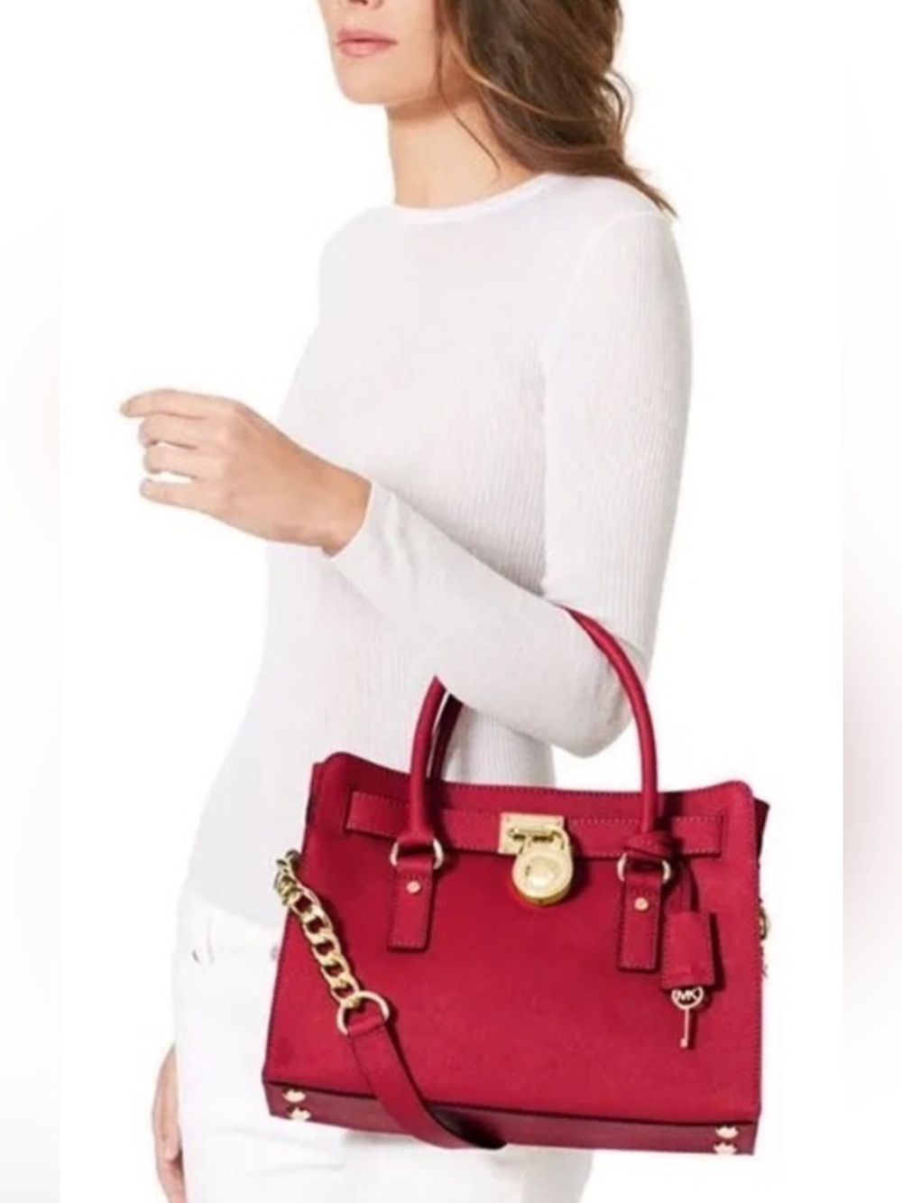 Like New Michael Kors Hamilton Bag Scarlet Red